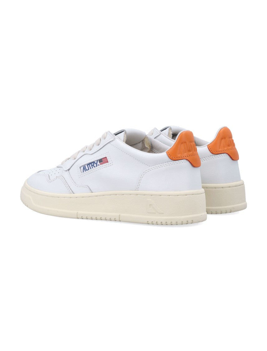 Autry Medalist Leather Low Sneakers White Orange
