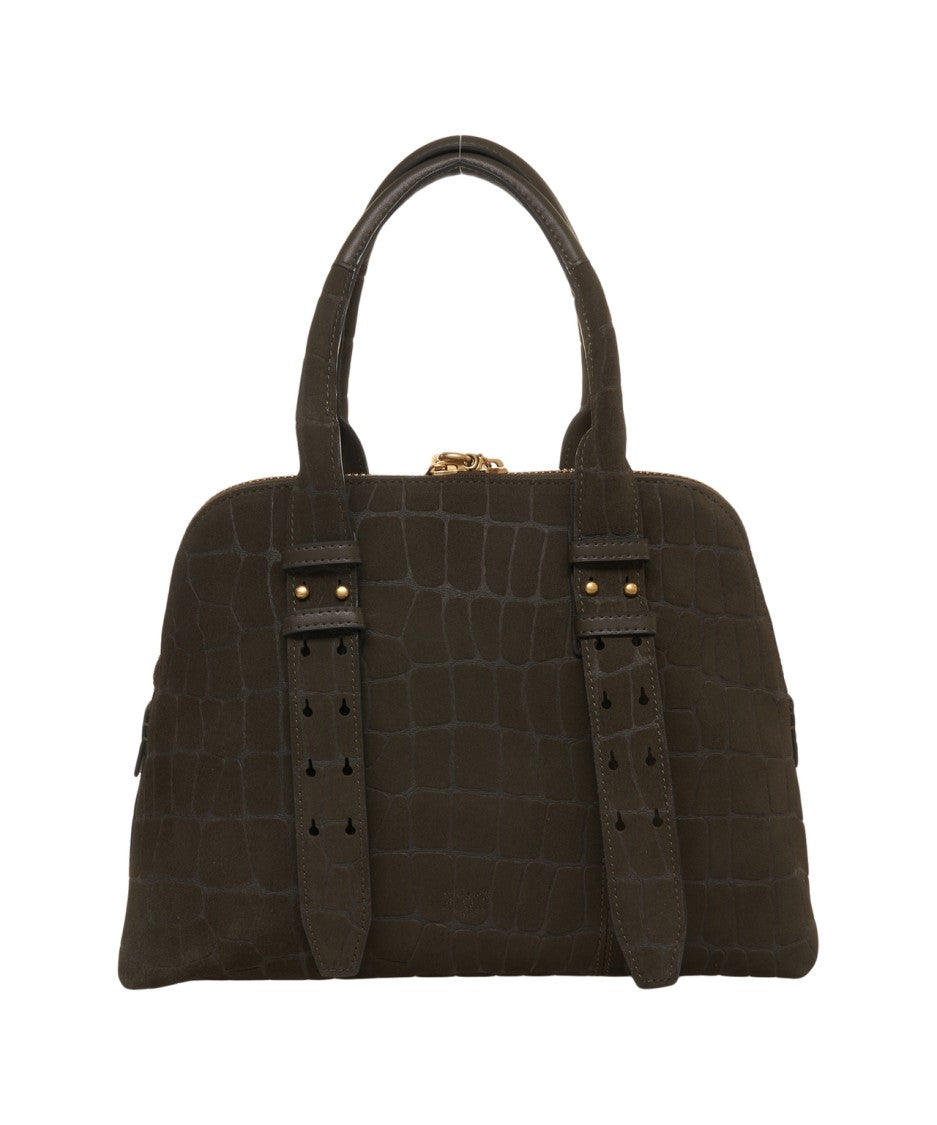 Pinko Trapezoidal Olive Suede Handbag