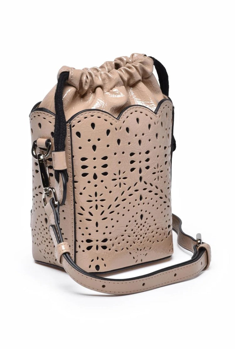 Ermanno Firenze Beige Terra Naplac Polyurethane Bucket Bag