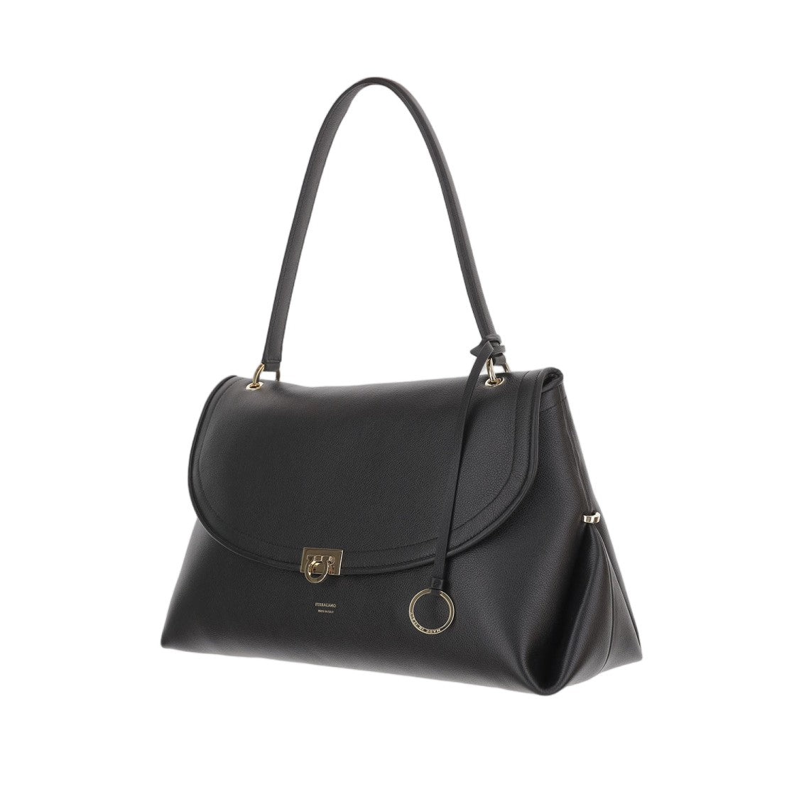 Salvatore Ferragamo Embossed Leather Shoulder Bag With Hook-And-Eye Closure