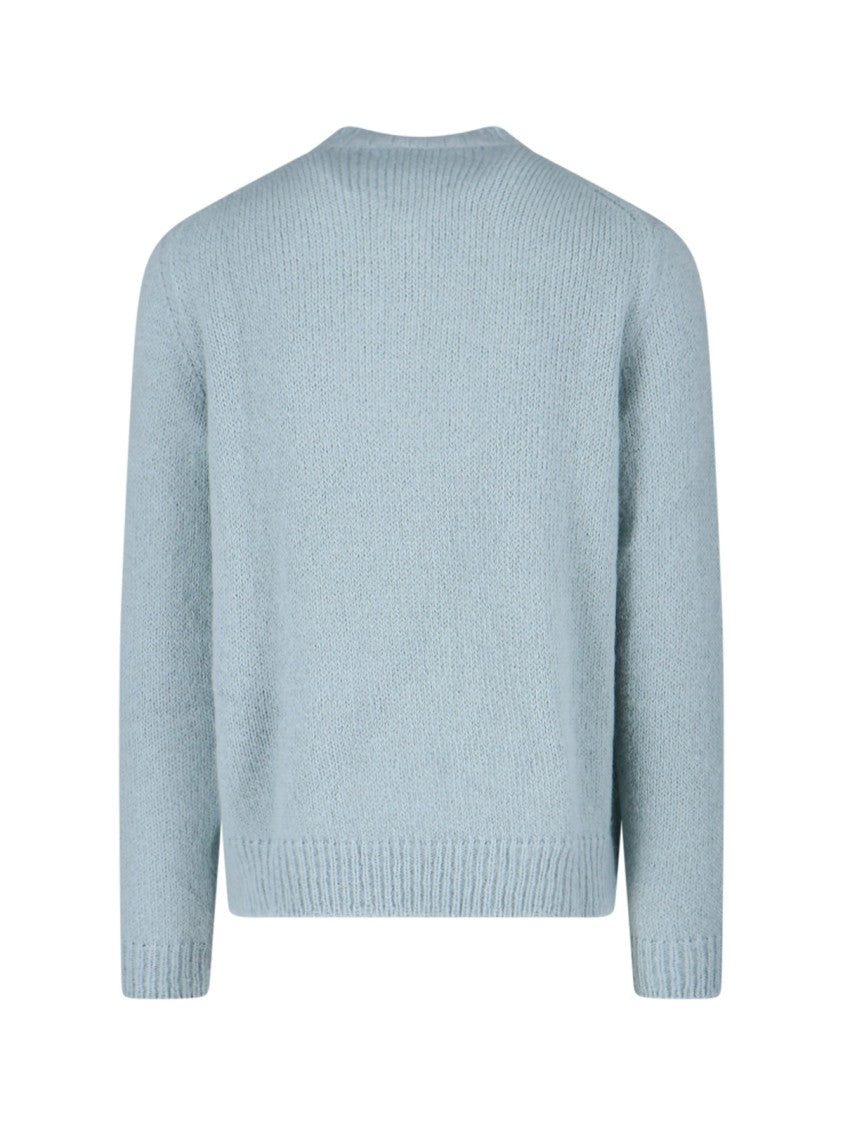 Jil Sander Knitted Crewneck Sweater In Light Blue Alpaca-Wool Blend
