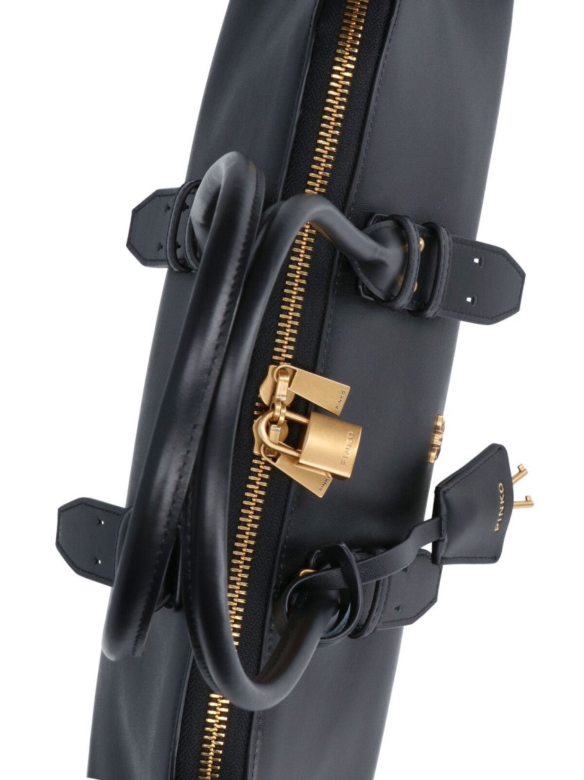 Pinko Structured Black Handbag With Versatile Carrying Options