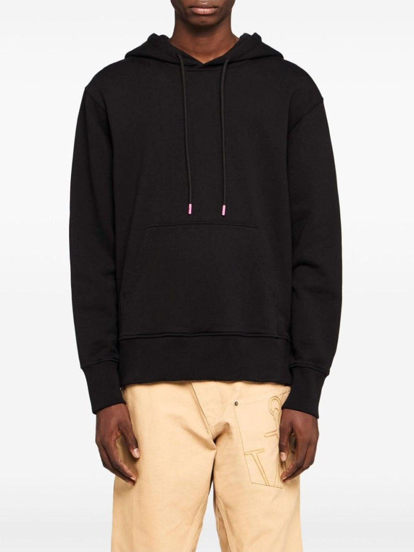 J. W. Anderson Black Hoodie With Lace Details And Logo Print