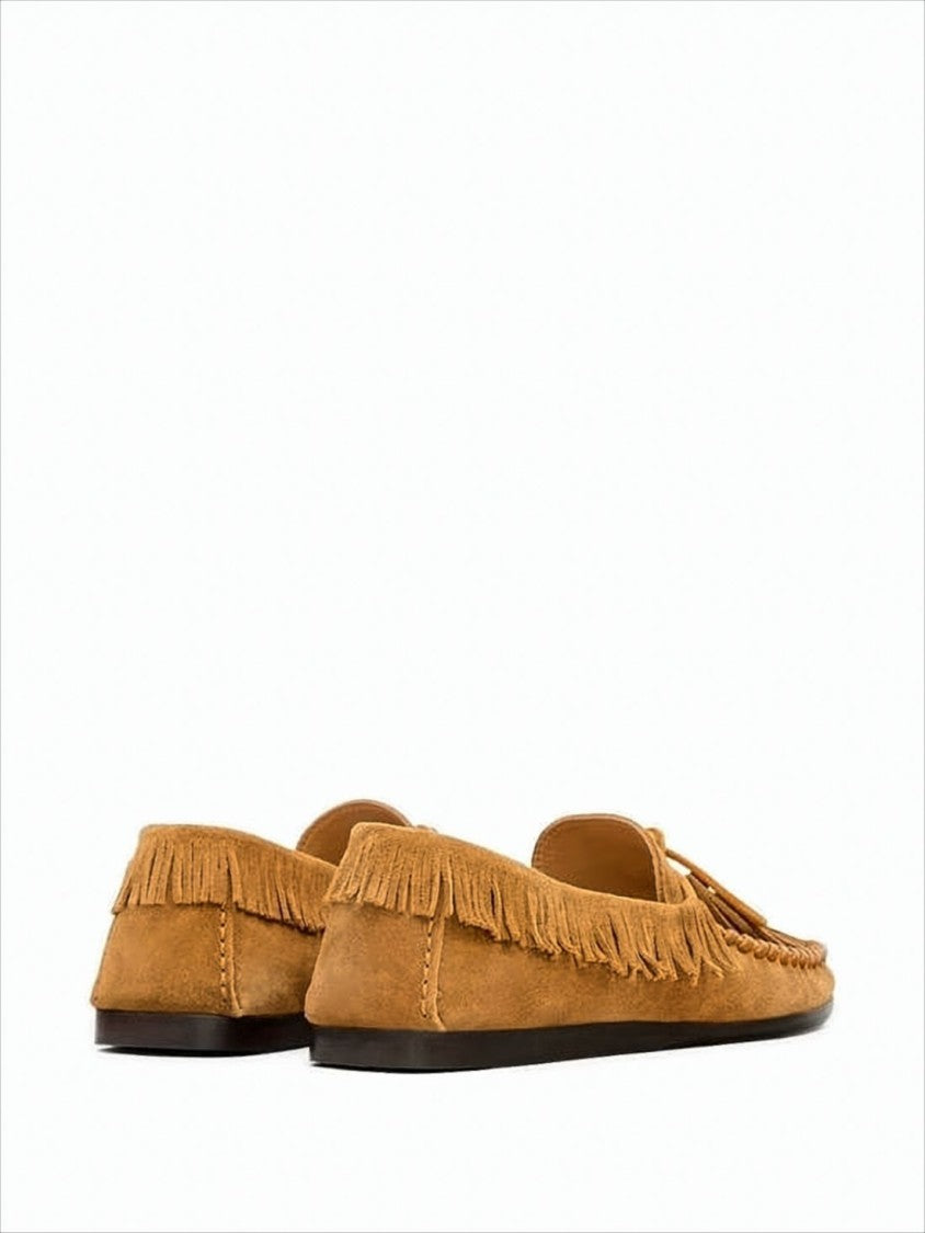 Isabel Marant Fringe-Detail Suede Loafers With Bow Accent