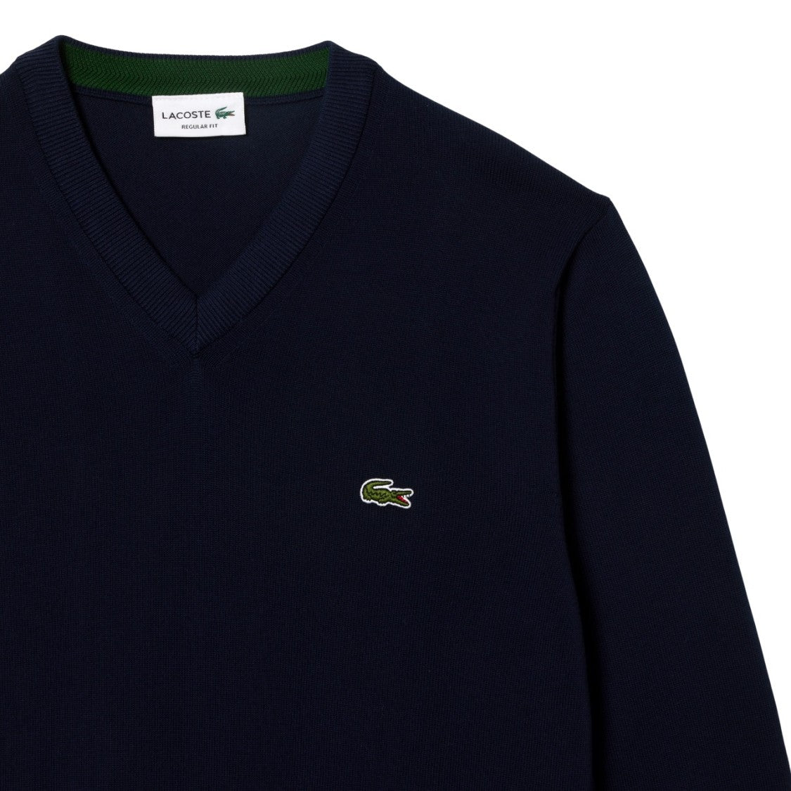 Lacoste V-Neck Jersey Sweater With Chevron Trim
