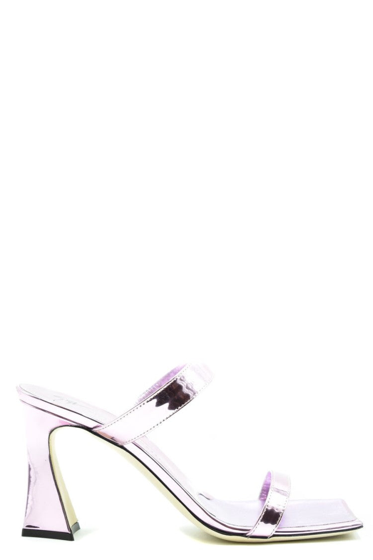 Giuseppe Zanotti Mid-Height Flared Heel Sandals Reflective Finish