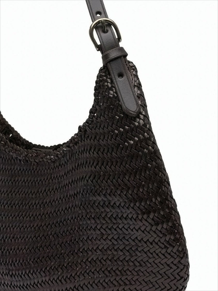 Dragon Diffusion Buffalo Leather Shoulder Bag With Woven Texture