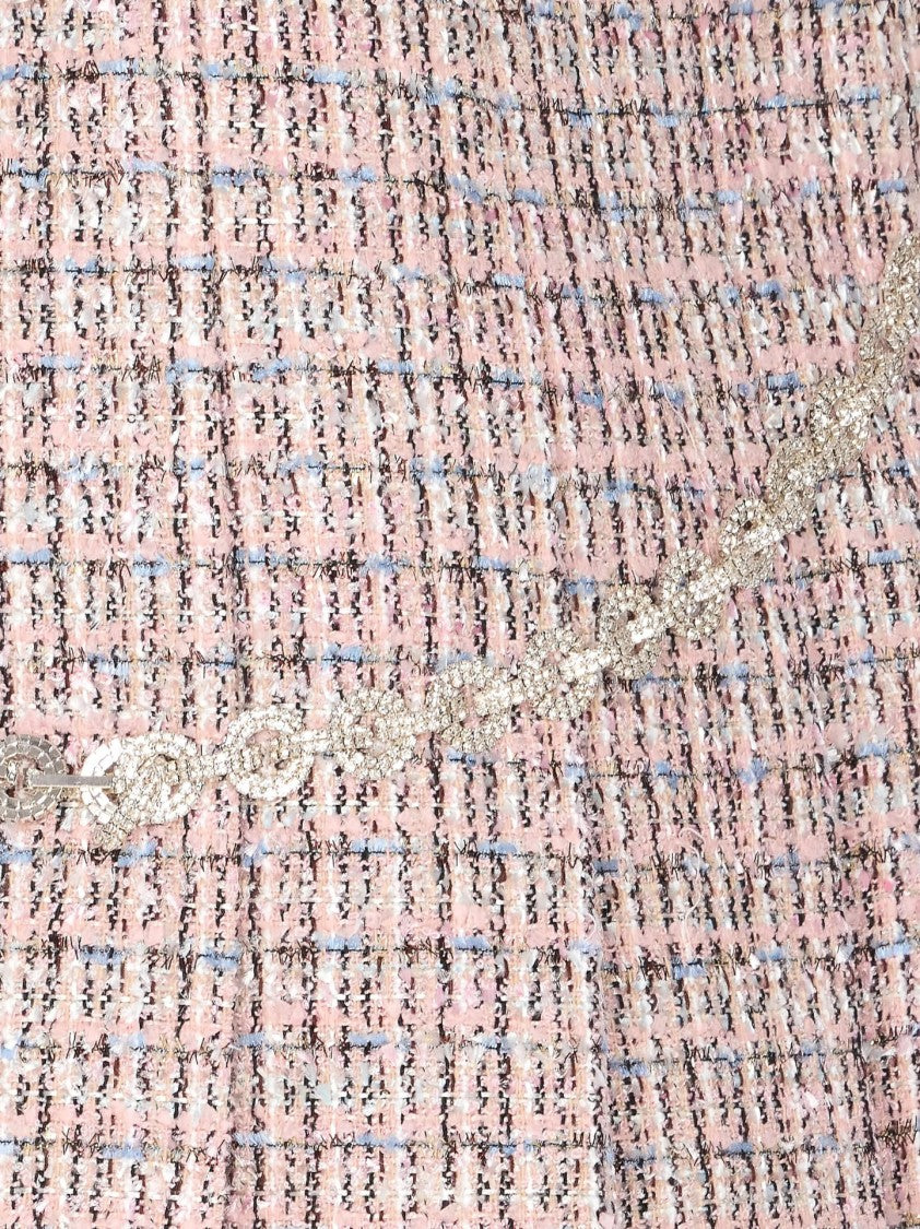 Self-Portrait Textured Flared Skirt With Decorative Waist Trim