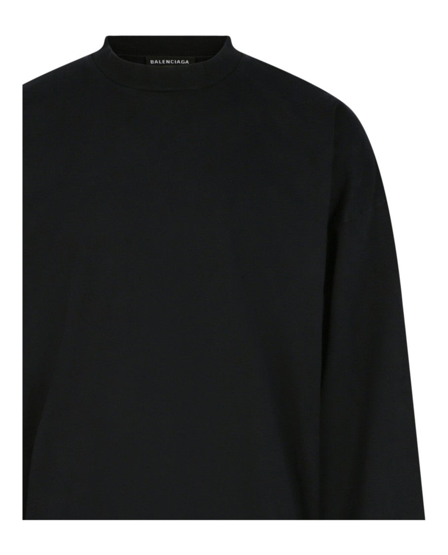 Balenciaga Cotton Long Sleeve Shirt With Ribbed Detailing And Logo Accents