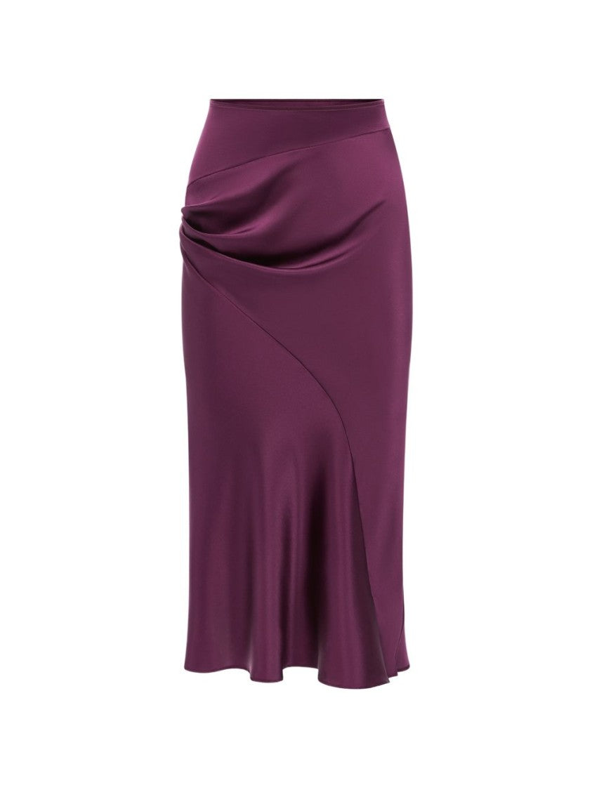 Nina Ricci Midi Skirt With Asymmetrical Draped Detail In Rich Plum