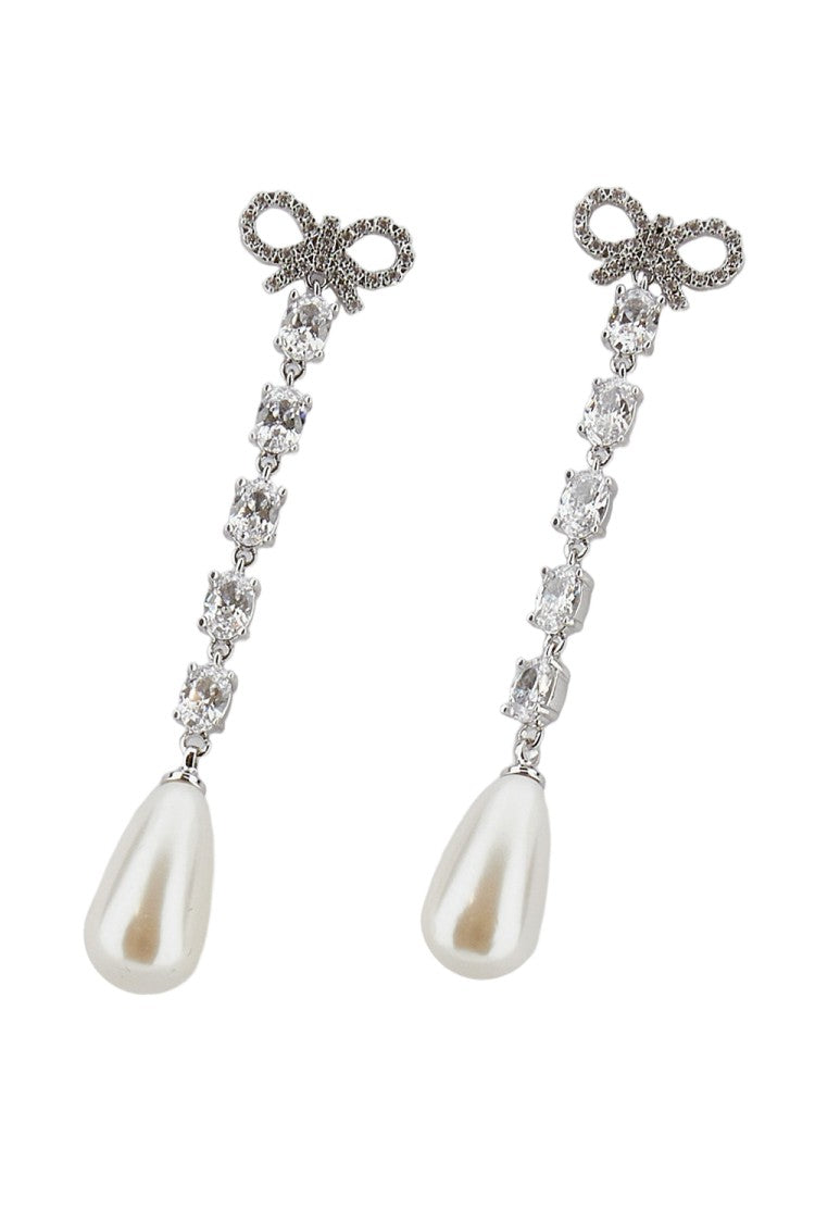 Self-Portrait Bow Pearl Droplet Earrings