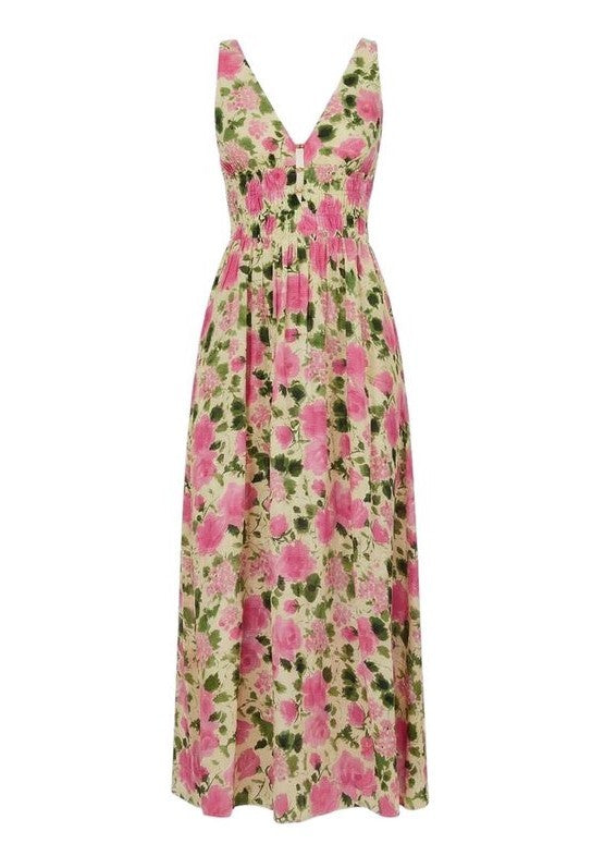Liu Jo Sleeveless Floral Maxi Dress With V-Neckline