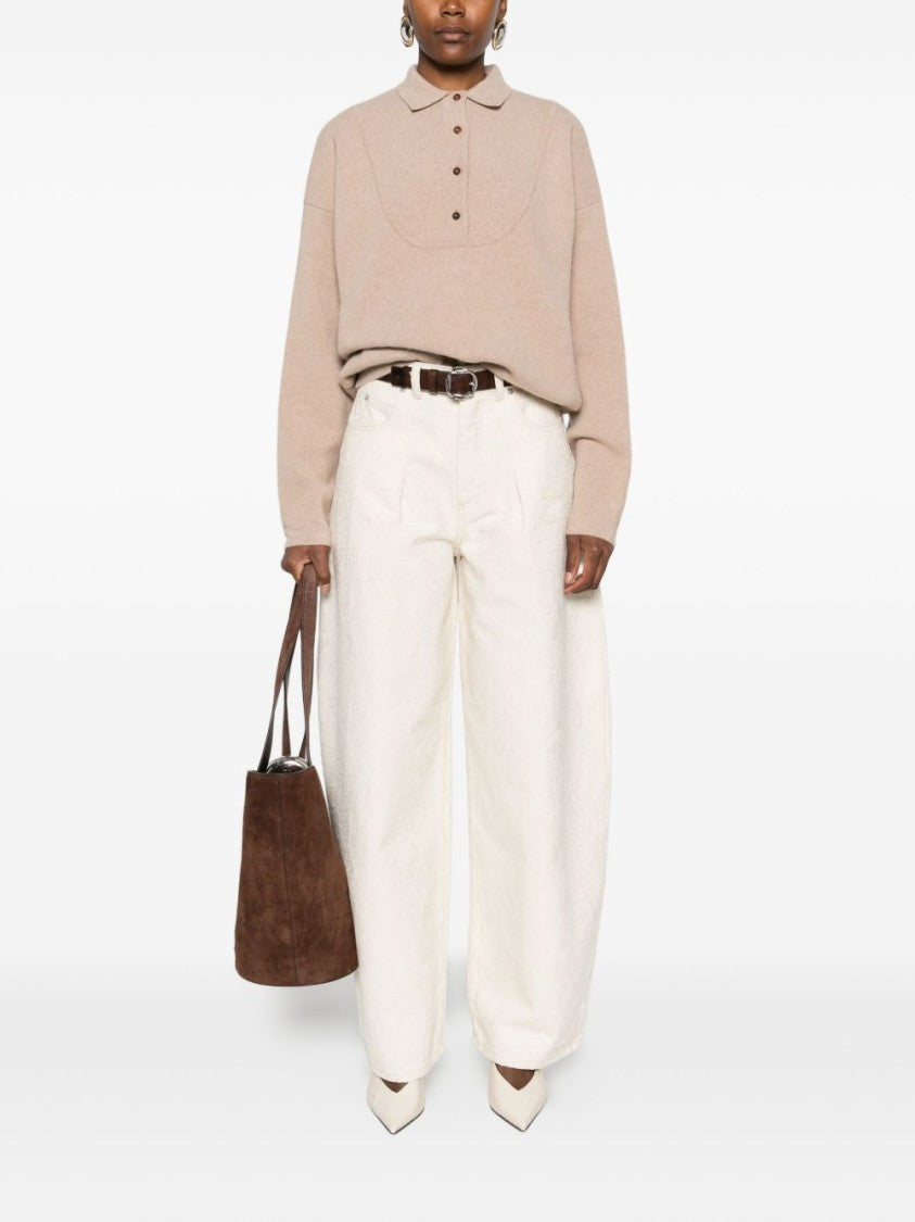 Jacquemus Beige Knit Sweater With Polo Collar