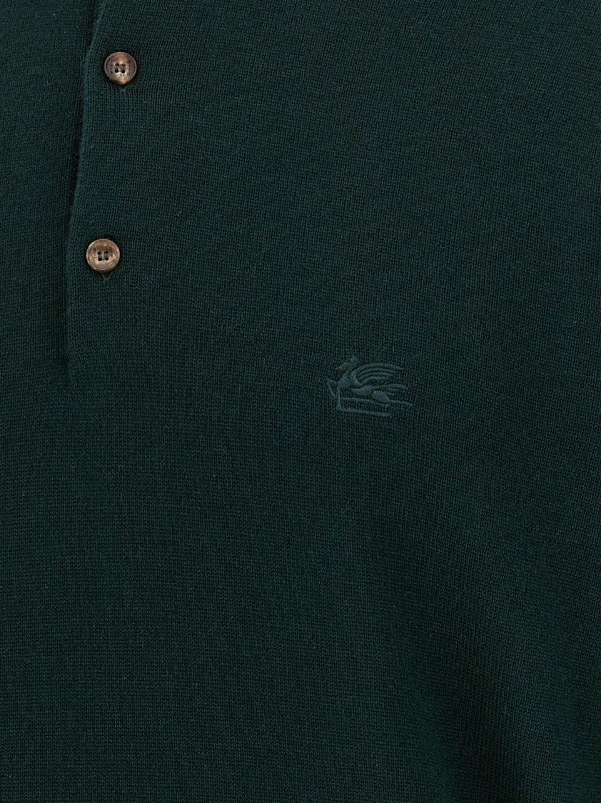 Etro Green Wool Polo Jersey