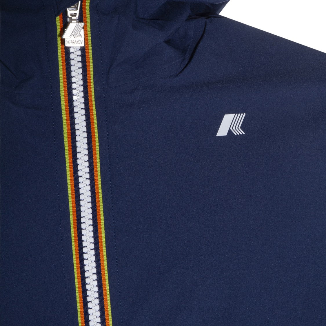 K-Way Blue Jacket With Striped Trim