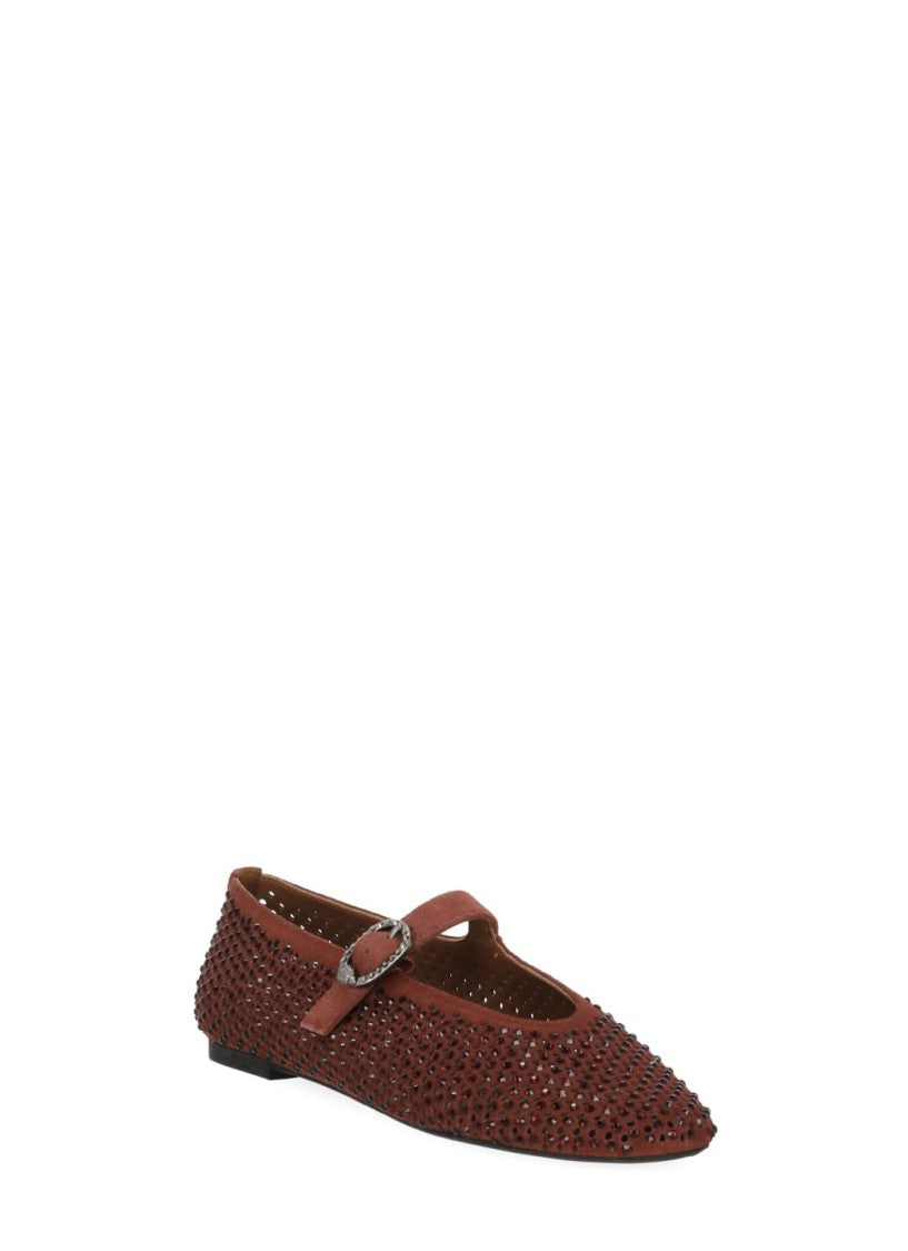 Kurt Geiger Burgundy Mayfair Rhinestone Perforated Flats