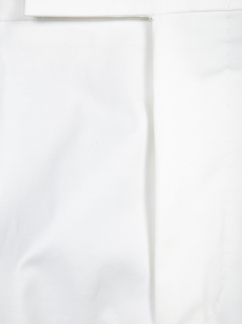 Pt Torino Refined Cotton Twill White Trousers With Detailing