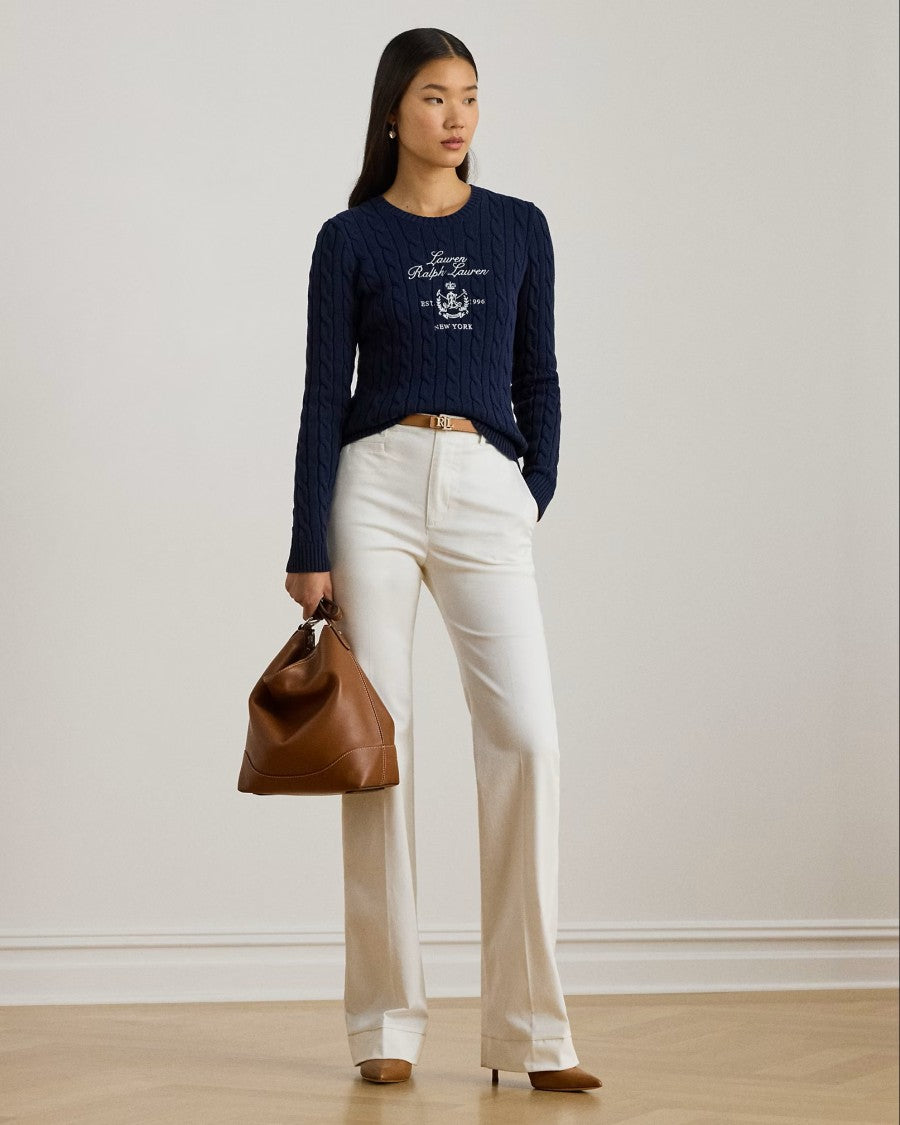 Lauren Ralph Lauren Navy Blue Rinett Cotton Pullover Sweater