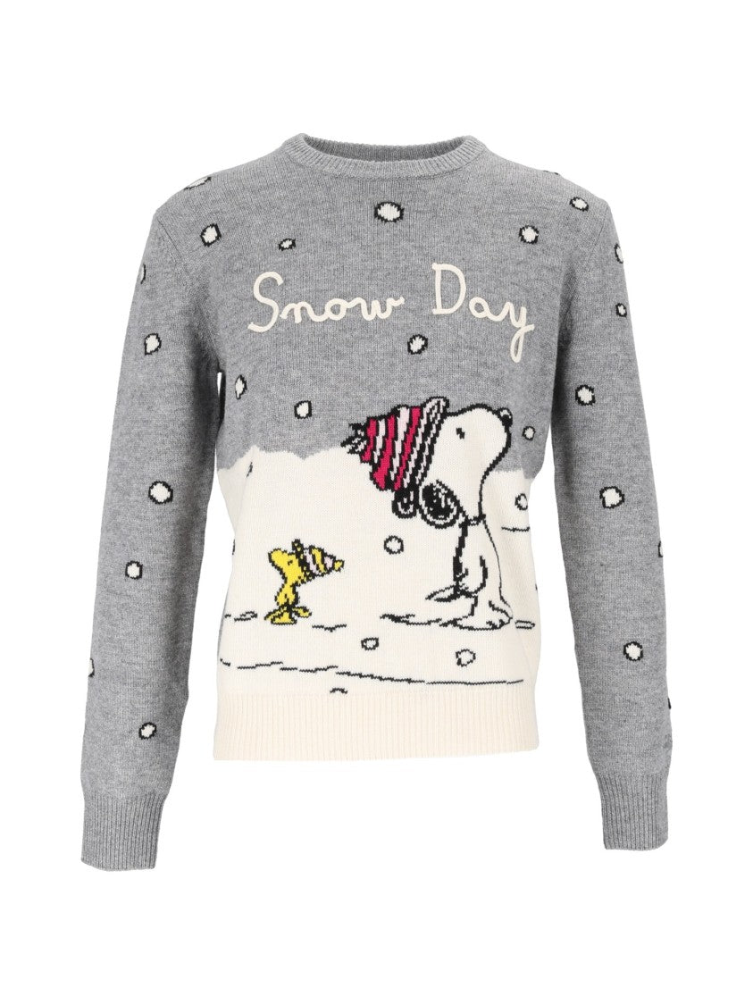 Mc2 Saint Barth New Queen Peanuts Snow Day Embroidered Sweater