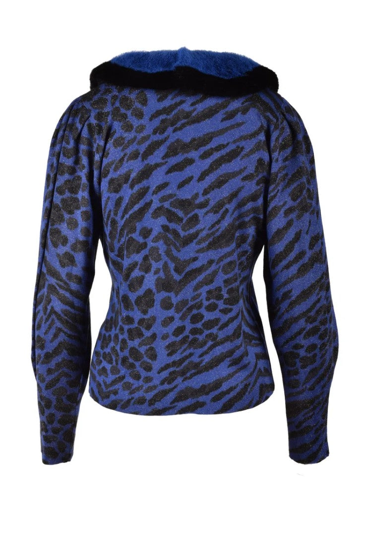 Blumarine Viscose/Polyester Cardigan - Black/Blue