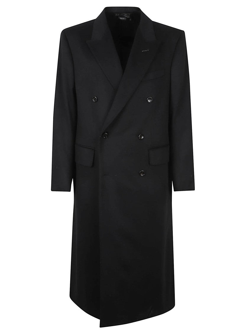 Tom Ford Double-Breasted Wool Coat With Wide Lapels