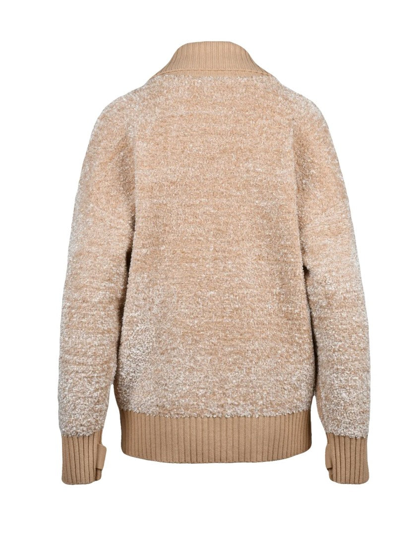 Elisabetta Franchi Beige Chenille Oversized Cardigan