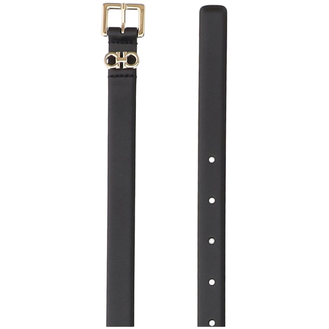 Salvatore Ferragamo Black Double Hook Leather Belt