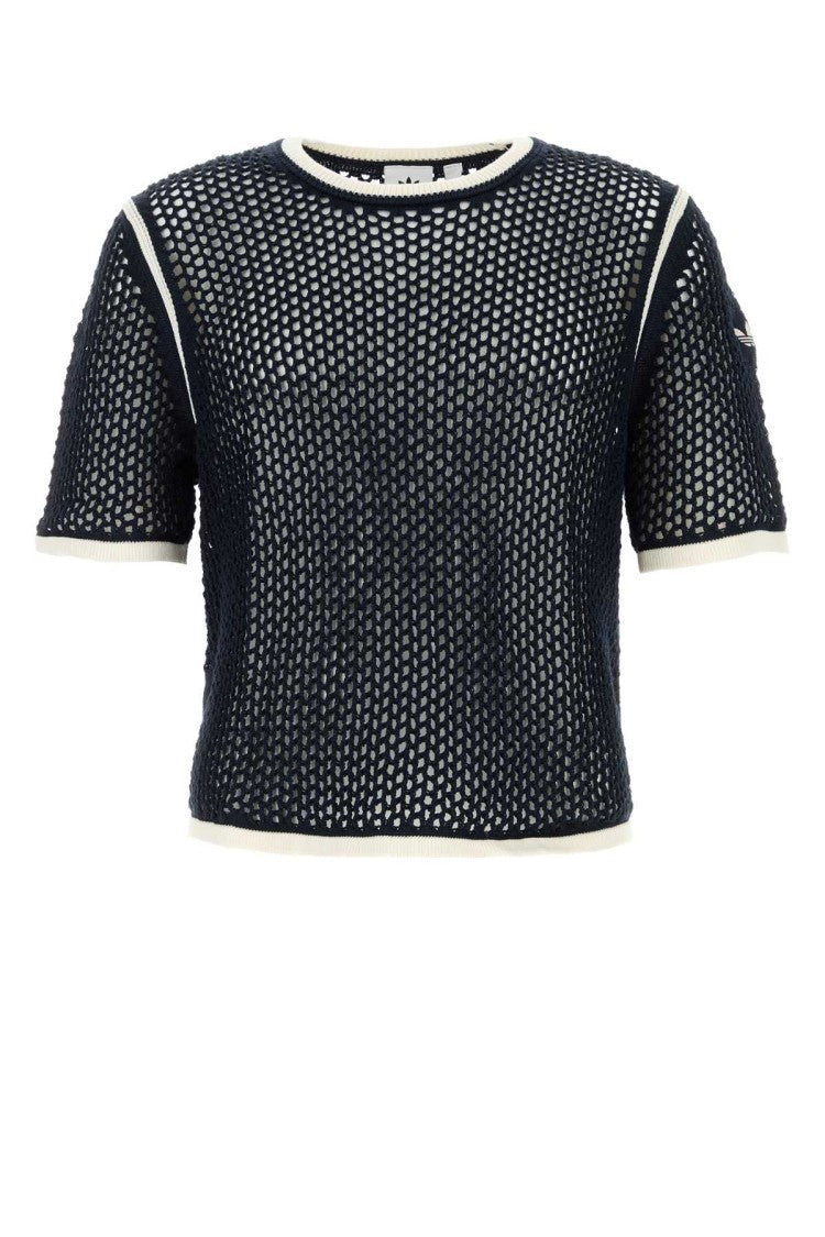 Wales Bonner X Adidas Navy Blue Crochet Wales Bonner X Adidas T-Shirt
