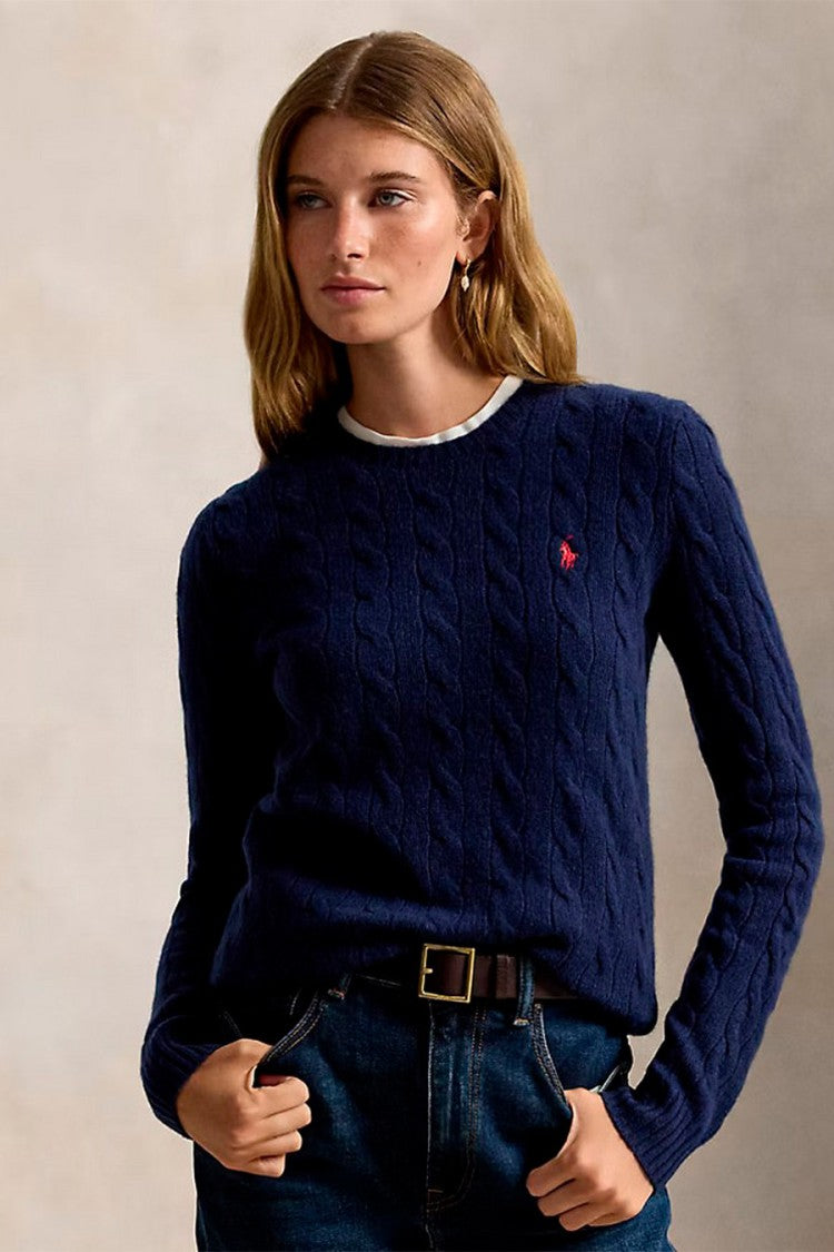 Polo Ralph Lauren Navy Wool-Cashmere Blend Cable-Knit Sweater