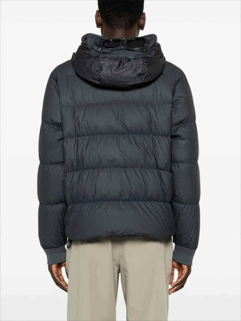 C.P. Company Quilted Black Down Jacket With Adjustable Hood And Ribbed Cuffs