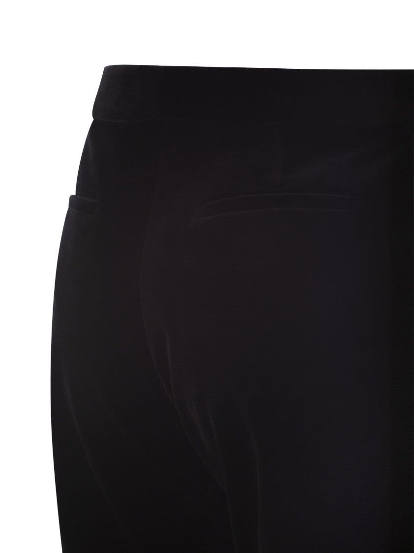 Fabiana Filippi Velvet-Textured Regular Fit Trousers With Side Pockets