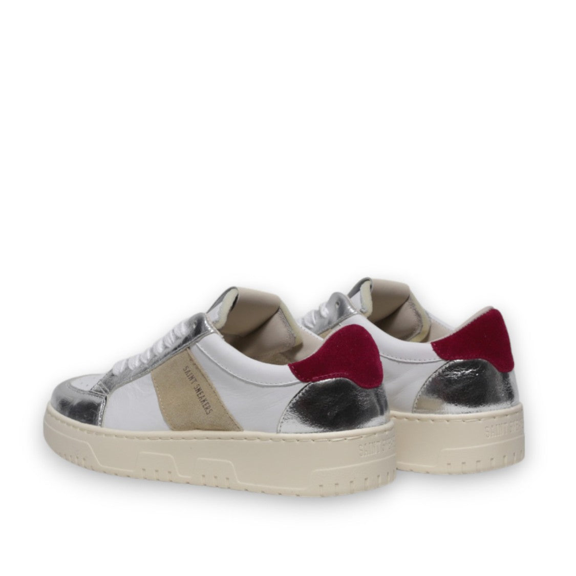 Saint Sneakers White Leather Sneakers With Silver Accents