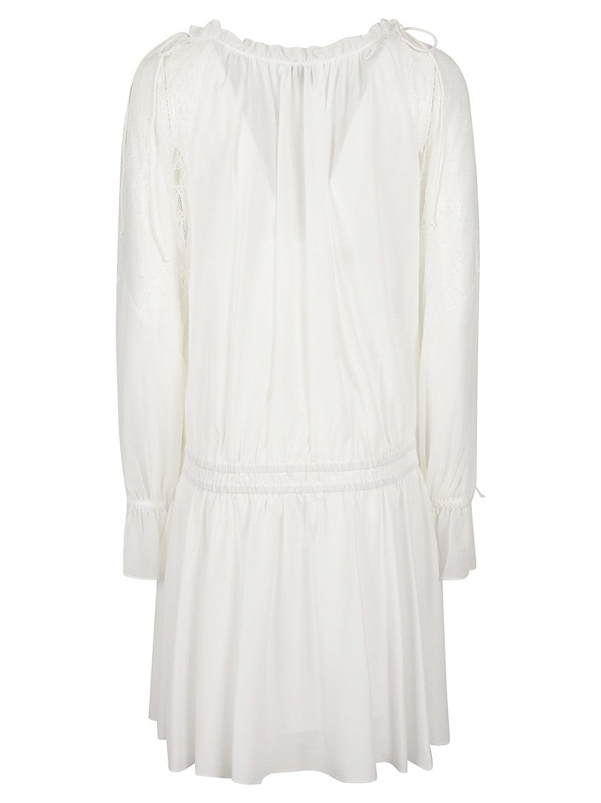 Pinko Aggie Flowing Ruffled V Neck Mini Dress