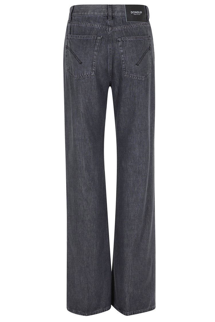 Dondup Dark Blue Amber Five-Pocket Cotton-Blend Wide-Leg Jeans