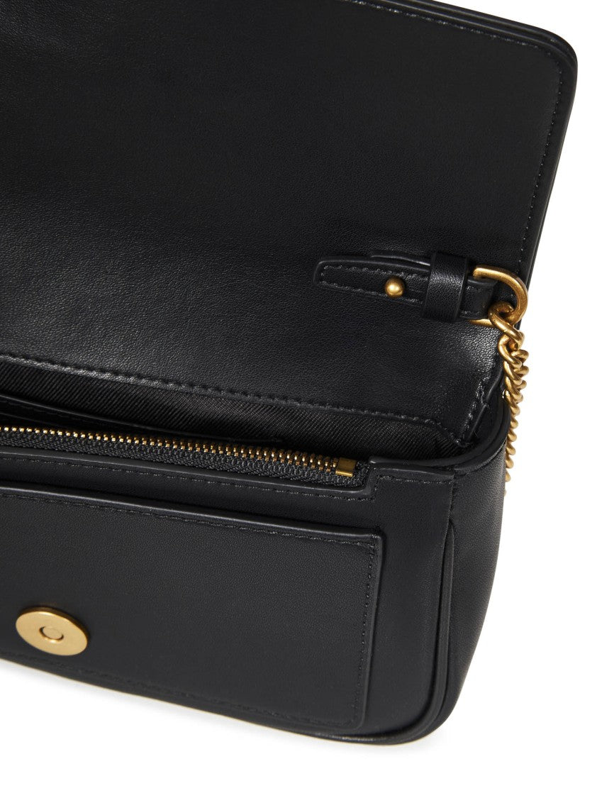Pinko Black Silky Leather Shoulder Bag