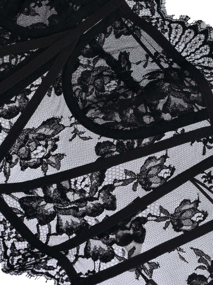 Dolce & Gabbana Lace Top, In Black Fabric, Floral Motif