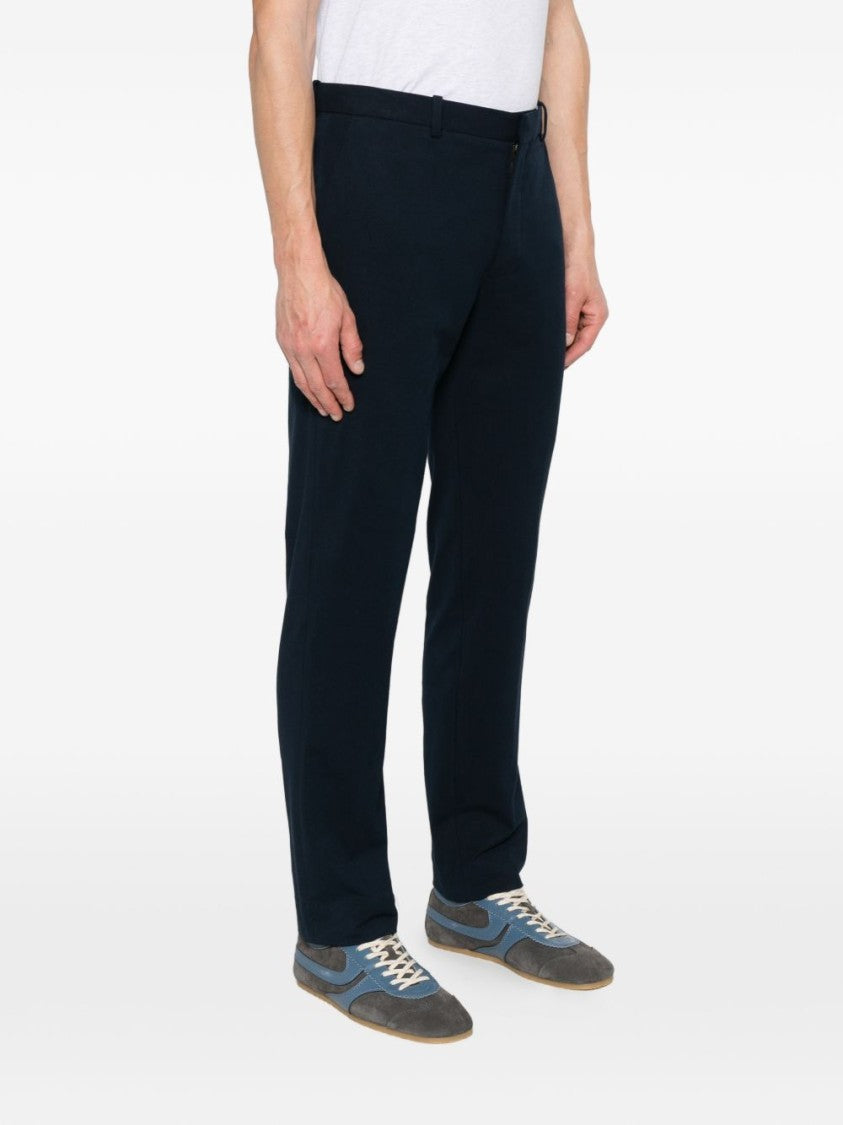 Circolo 1901 Slim Cut Navy Pants With Concealed Fastening And Tailored Finish