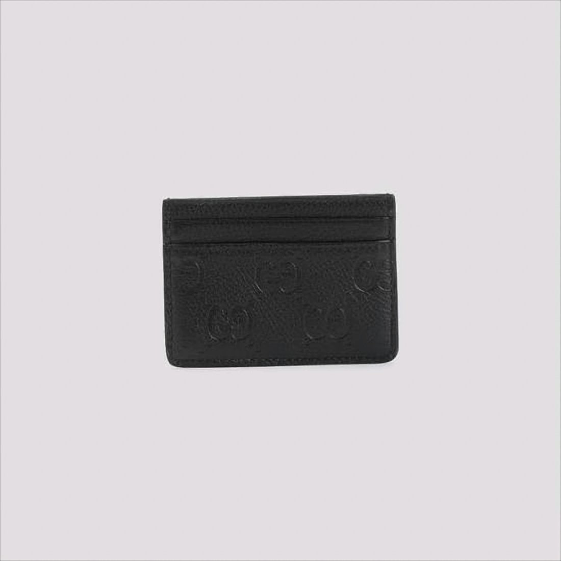 Gucci Textured Calf Leather Card Wallet With Embossed Pattern