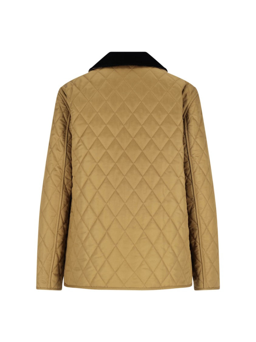 Burberry Quilted Beige Jacket With Classic Black Corduroy Collar