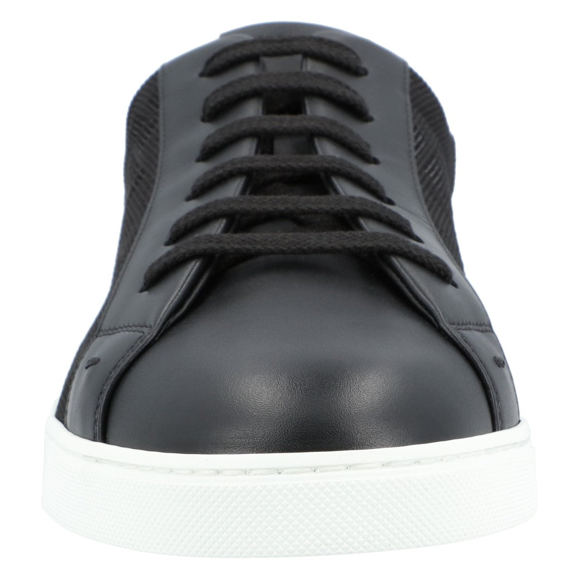 Fendi Textured Black Fabric Sneakers With Leather Accents