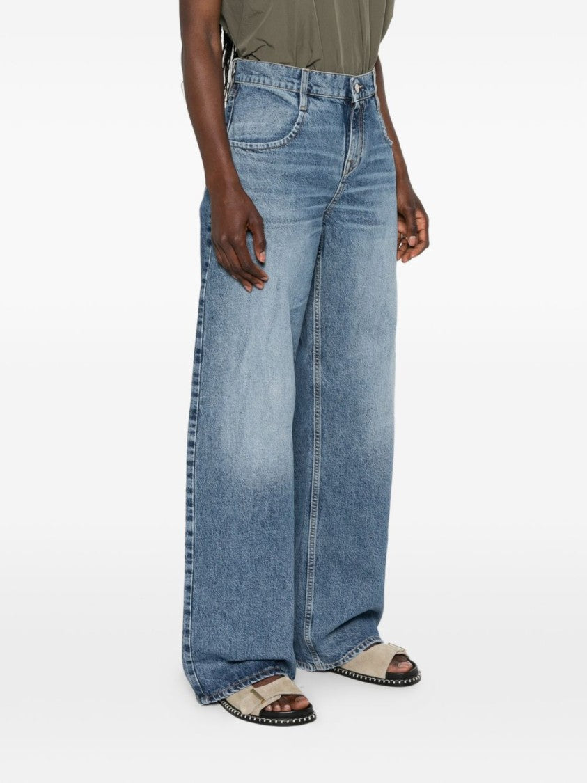 Cycle Light Blue Wash High-Waisted Wide-Leg Denim Jeans