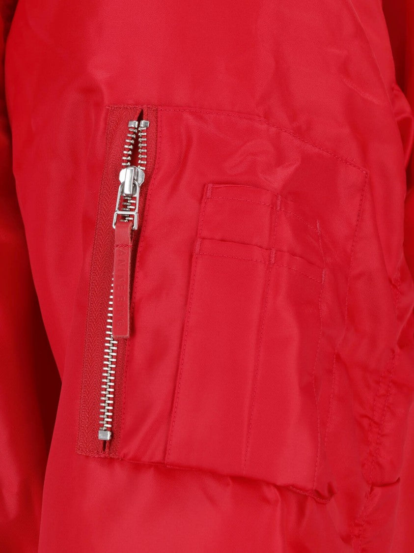 Anine Bing Red Leon Fabric Bomber Jacket