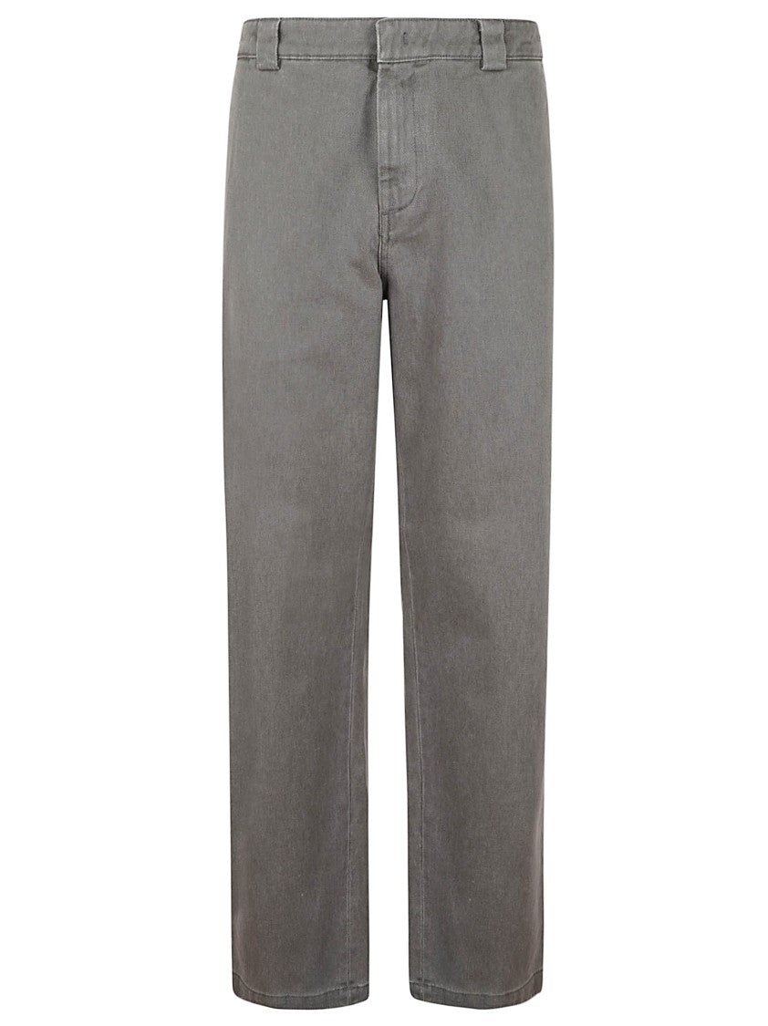 Aspesi Worn Gray Cotton Trousers With Classic Cut And Functional Pockets