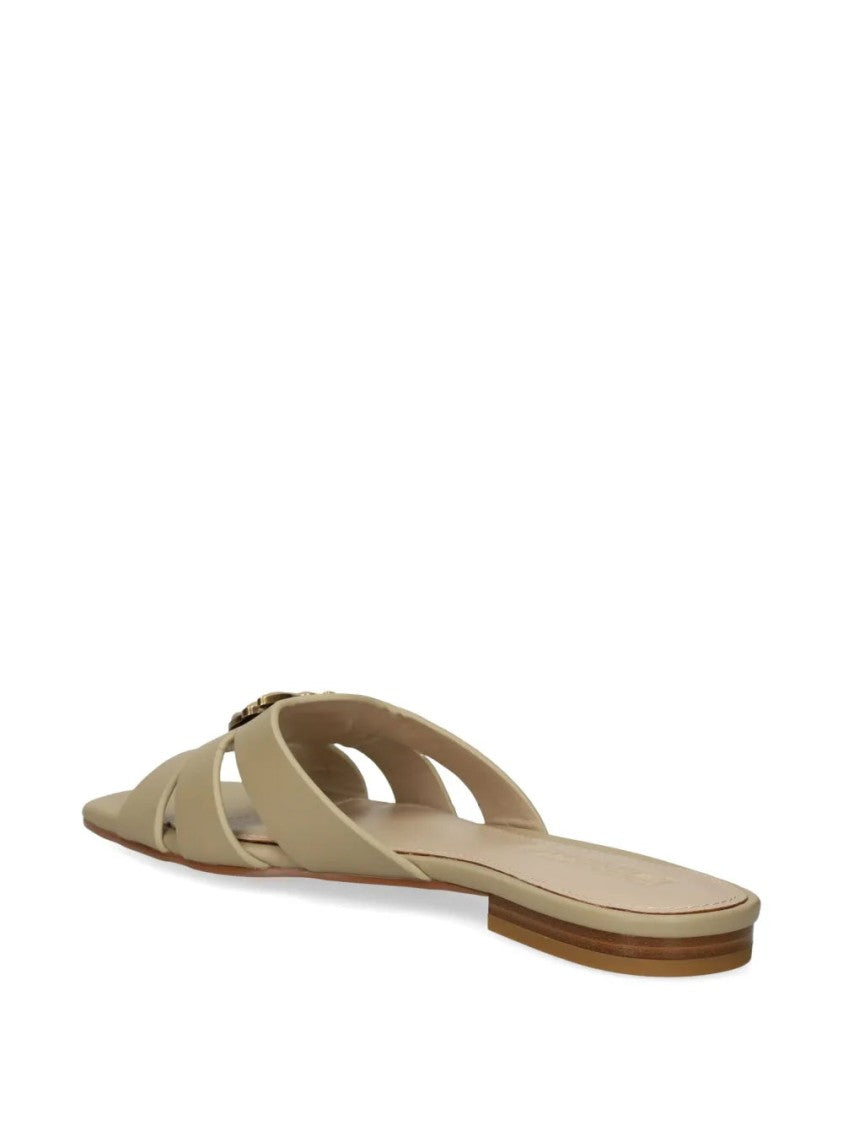 Pinko Beige Marli 09 Cut-Out Leather Mules