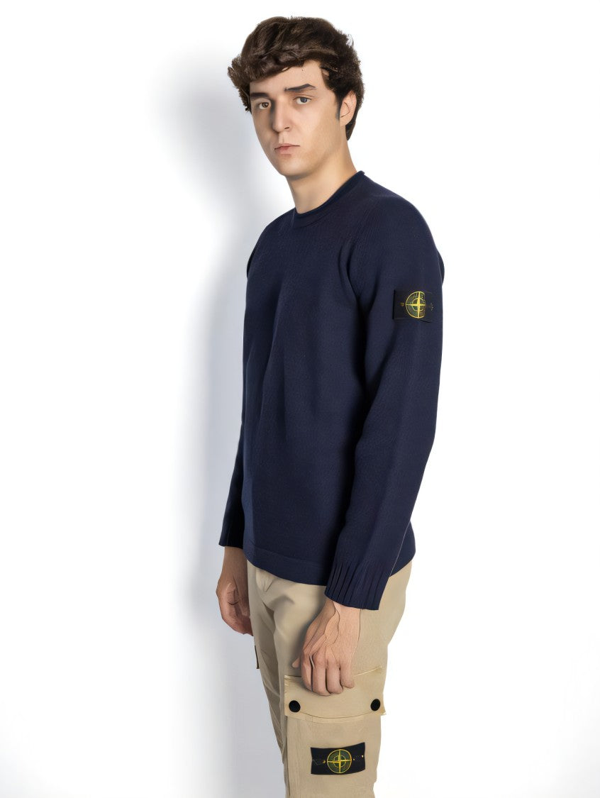 Stone Island Knit Crew Neck Sweater In Black