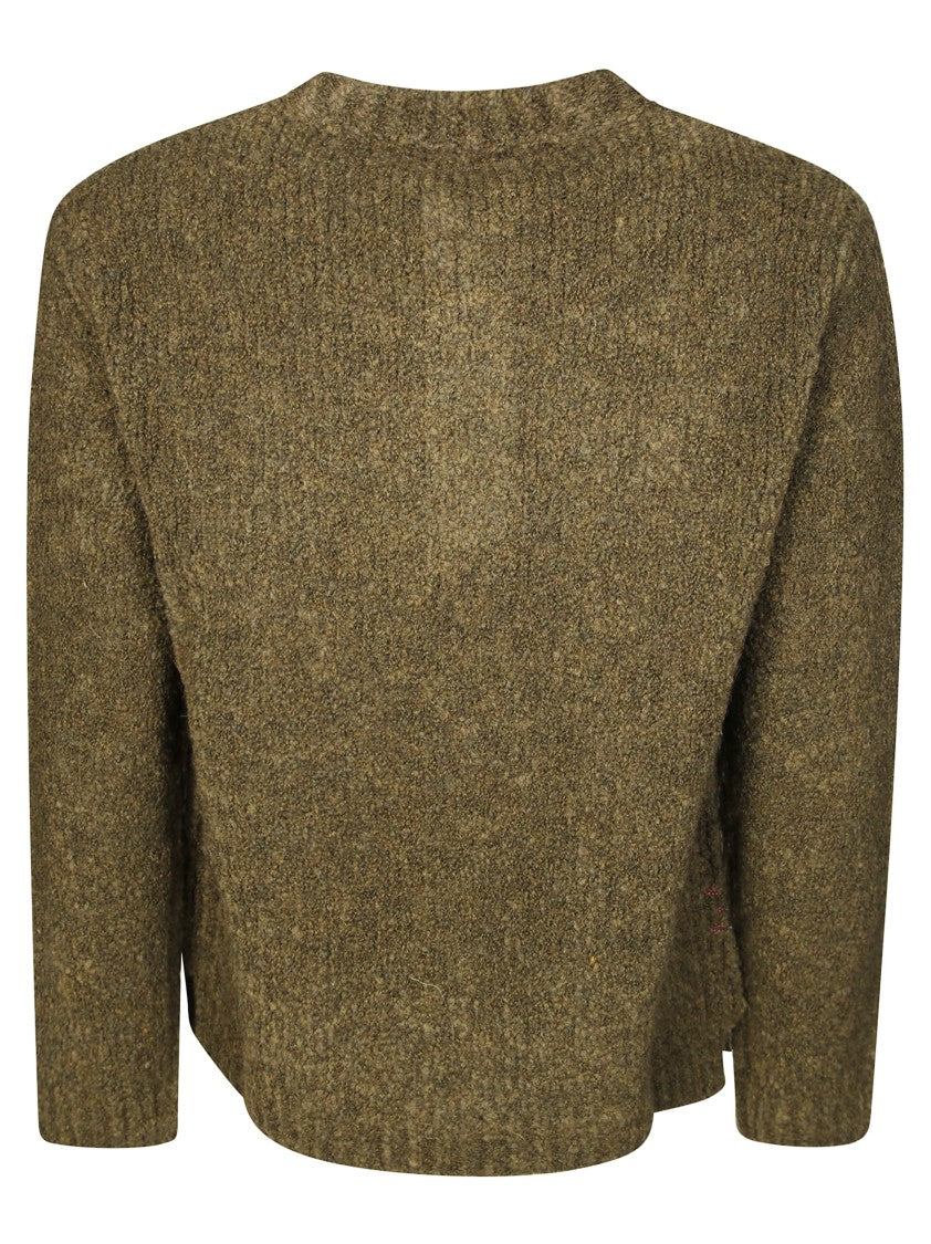 Amaranto Textured Knit Sweater With Henley Neckline