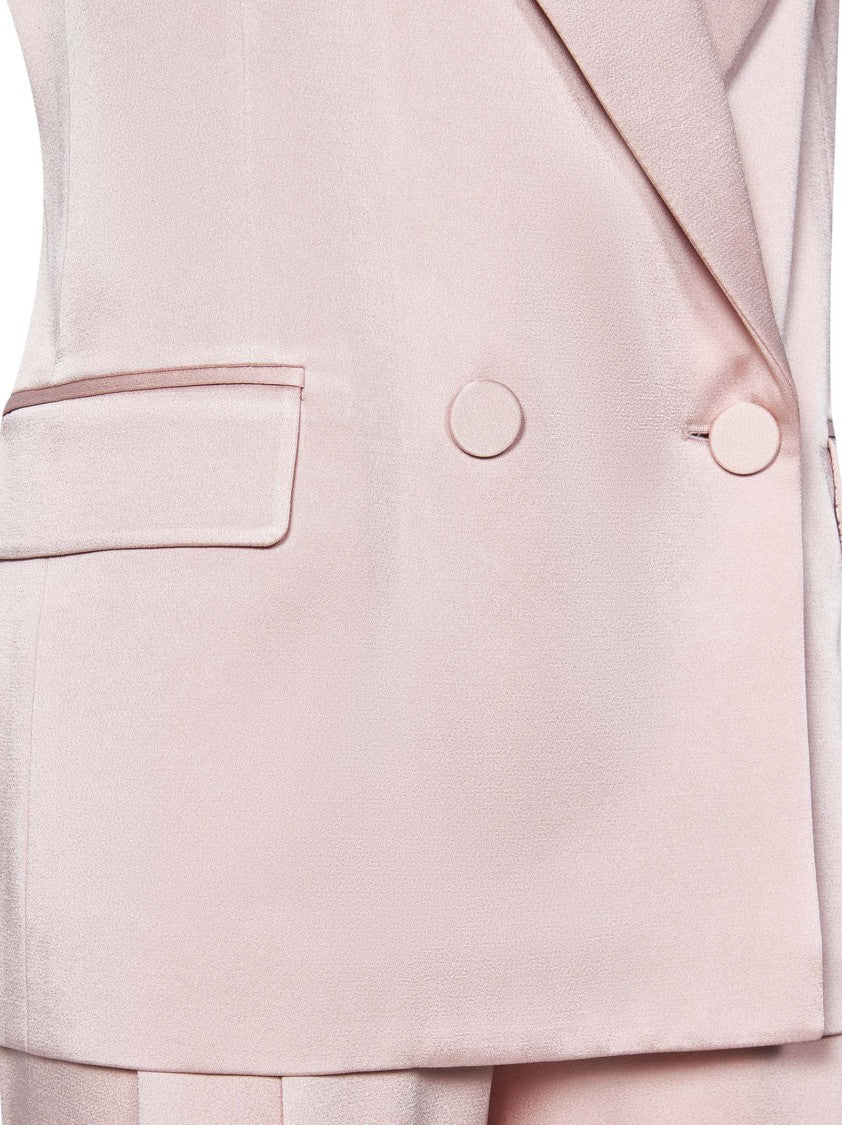 Nina Ricci Tailored Suit In Blush Pink Crepe With Double-Breasted Blazer And Palazzo Trousers