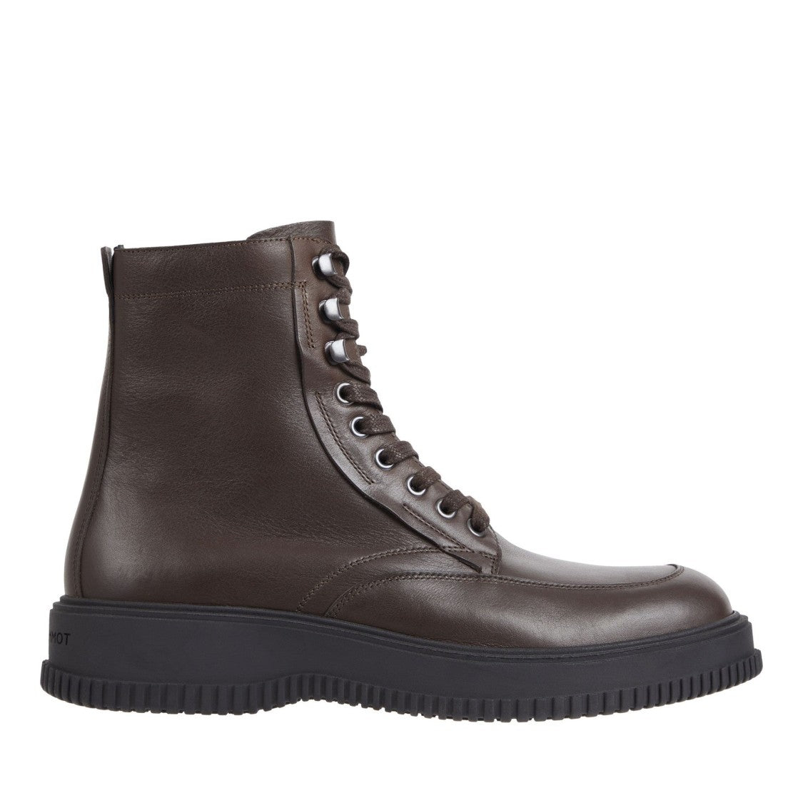 Tommy Hilfiger Brown Leather Lace-Up Side Zip Boots