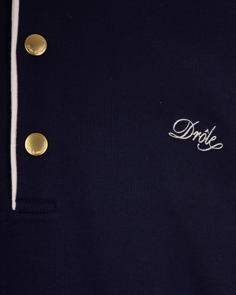 Drôle De Monsieur Contrast-Embroidered Cotton Terry Polo Shirt