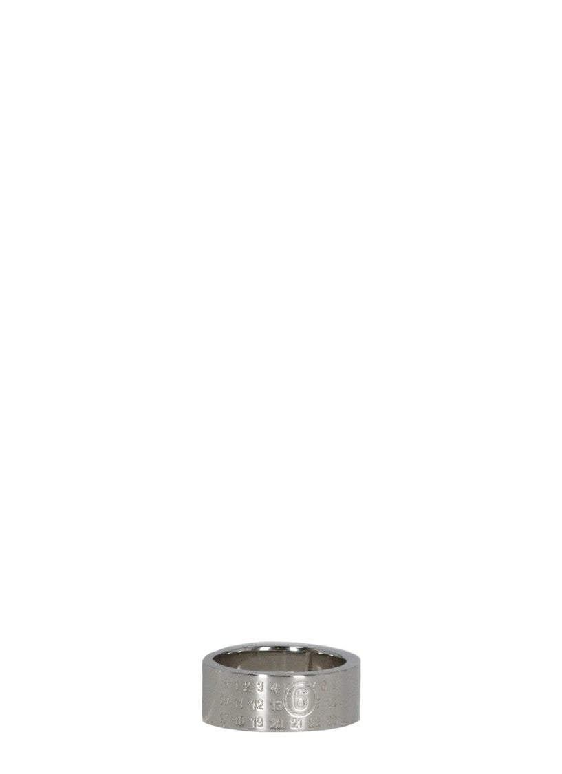 Mm6 By Maison Margiela Polished Brass Ring With Embossed Numeric Detail